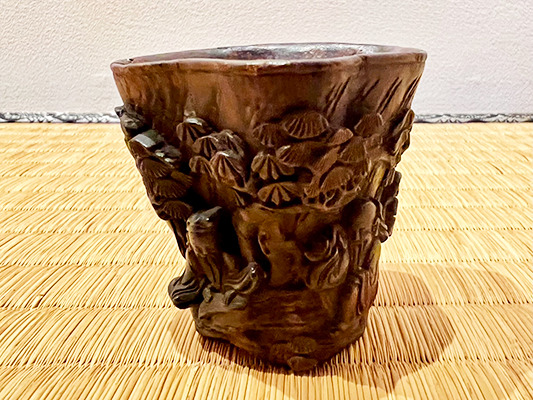 黒檀彫刻「人物竹林盃」-買取実績写真
