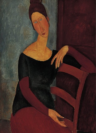 アメデオ・モディリアーニ 椅子に肘をつくジャンヌ・エビュテルヌ（1918年）