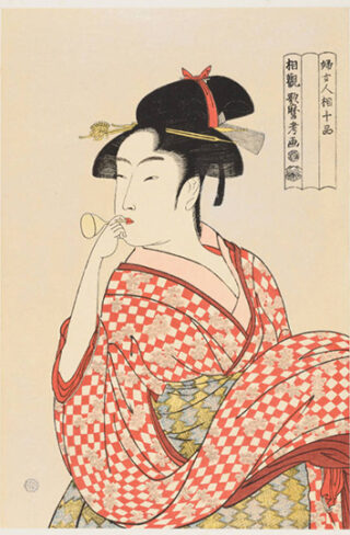 ポッピンを吹く娘